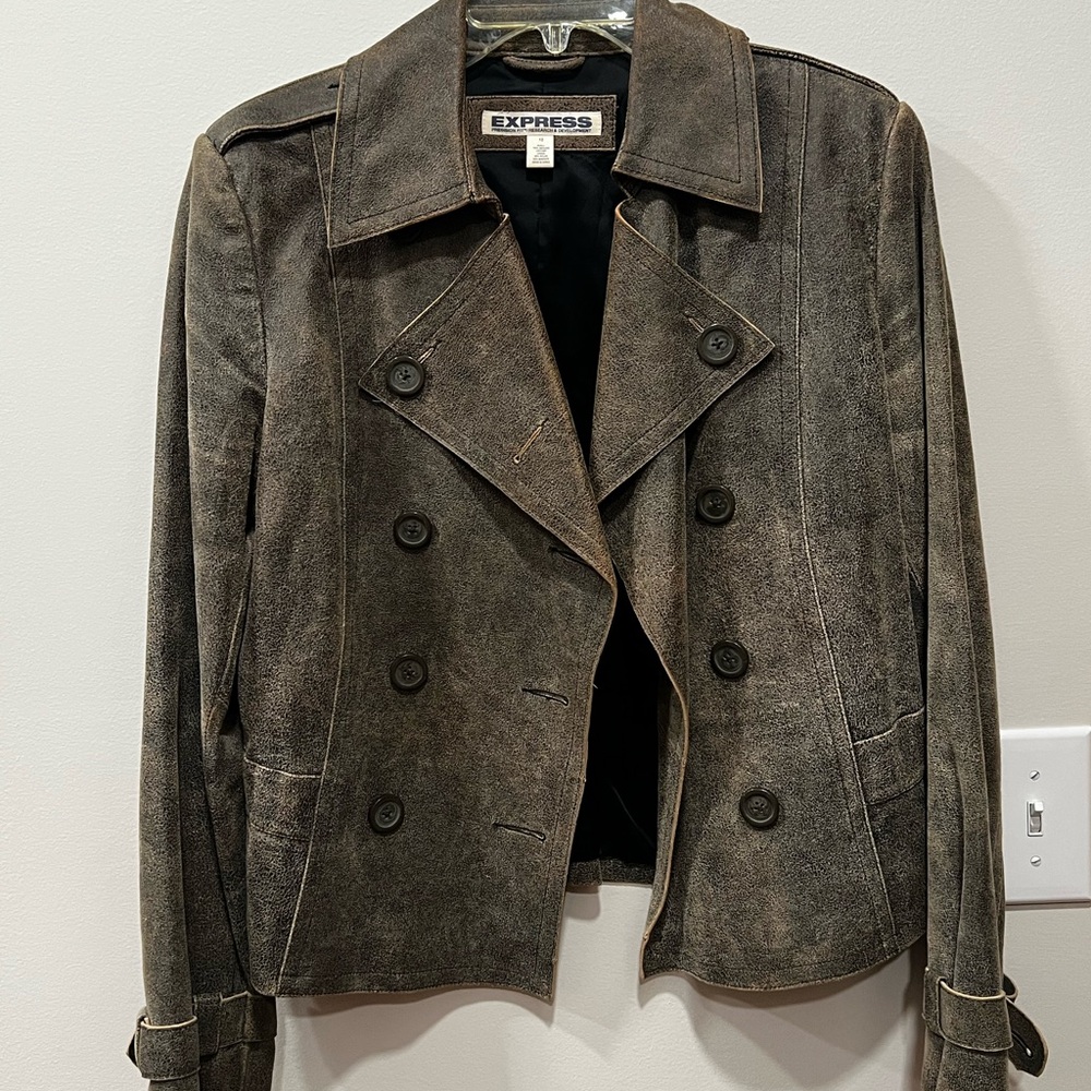 Express Distressed Leather Moto Jacket